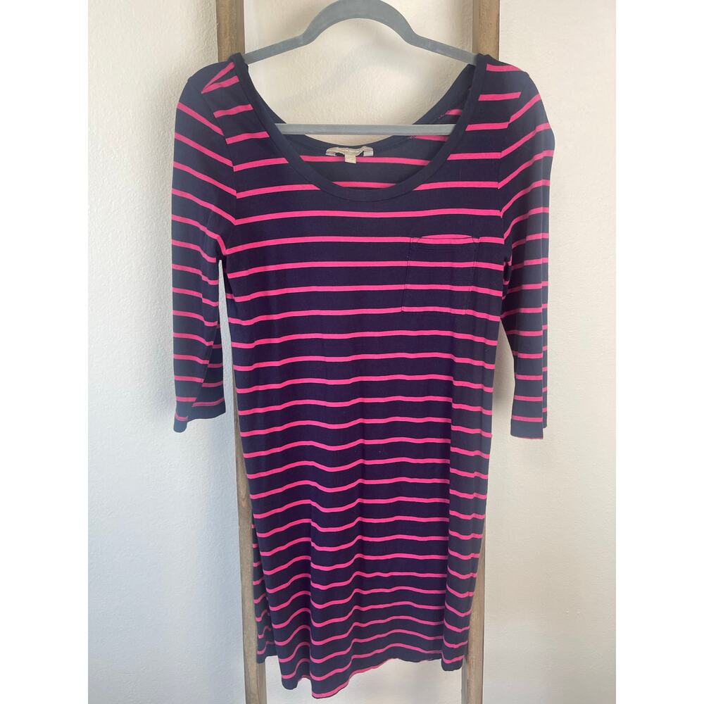 Banana Republic Stripe Pink  Blue Tunic Tshirt 3/4 Sleeveless Mini Dress Women M